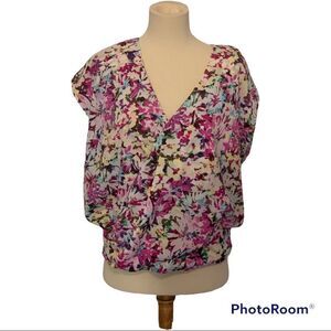 CAbi Eden Floral wrap blouse Medium